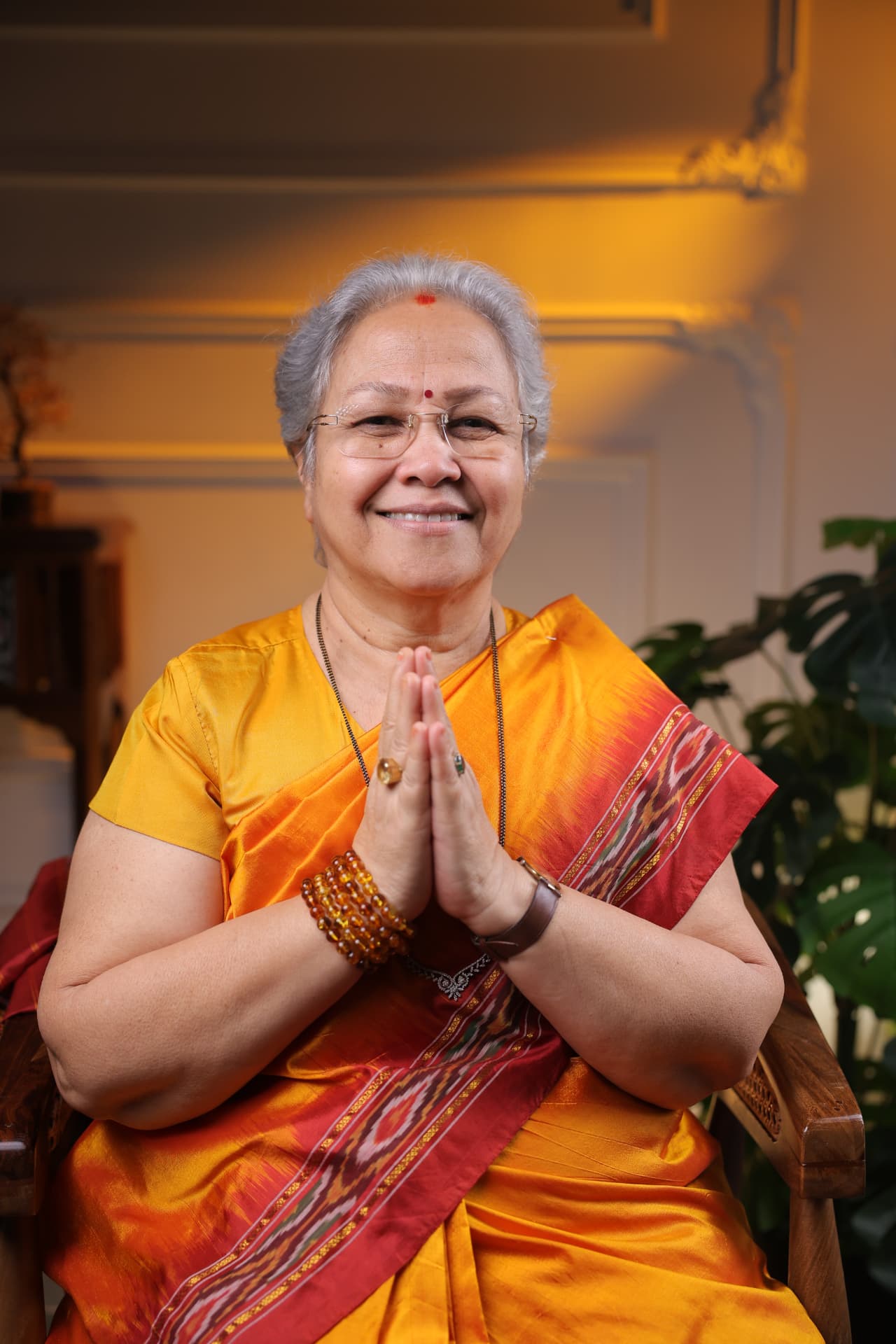 Sharda Karve greeting with folded hands